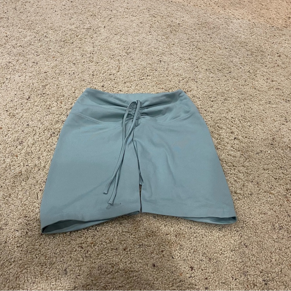 Pink Active Teal Bike Shorts. Womens size Small. Draw string in the front